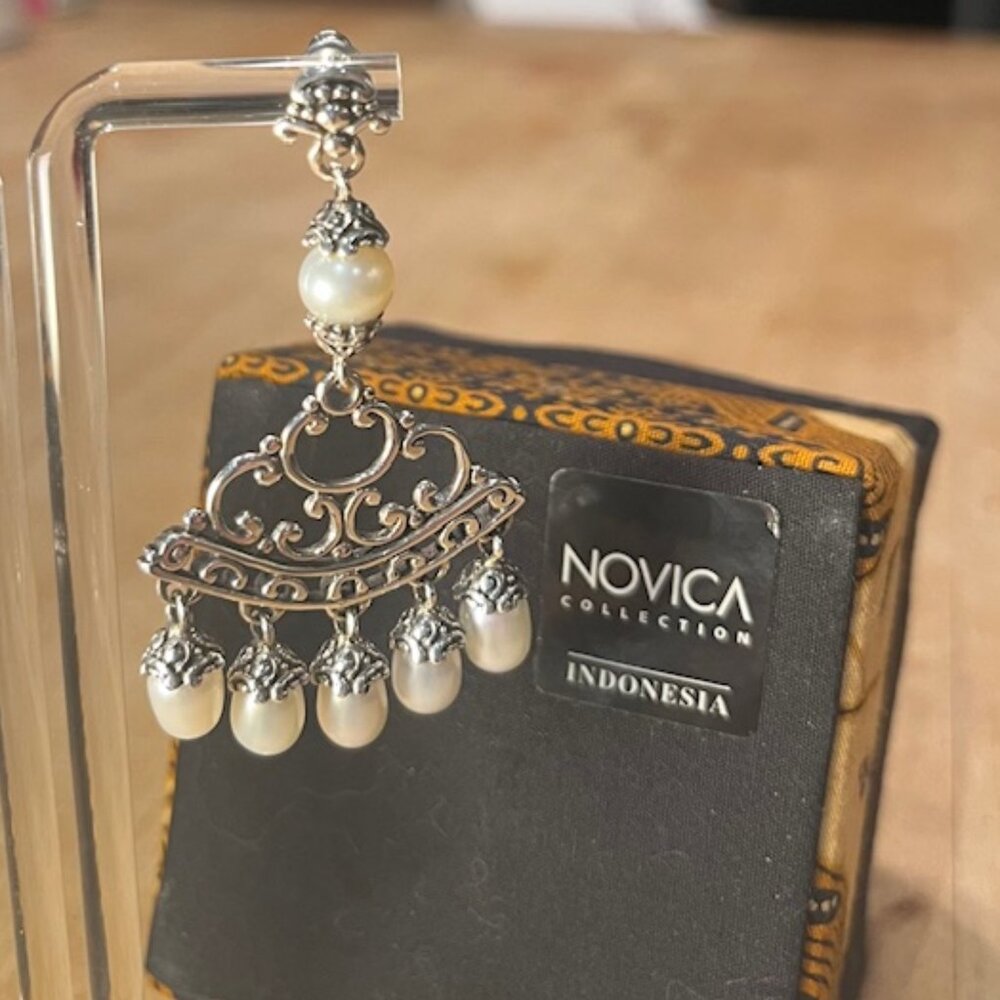 Sterling Silver Pearl Chandelier Earrings – new in box - Picture 4 of 5